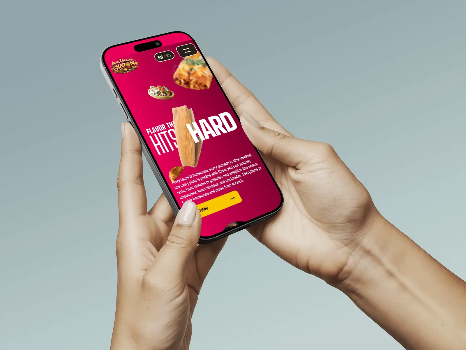 AdriGordis Sazon website on a phone